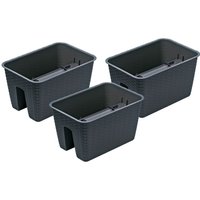 PROSPERPLAST Geländertopf Ratolla Railing 3-er Set (Rechteckig, Anthrazit, 396x272x225 mm)
