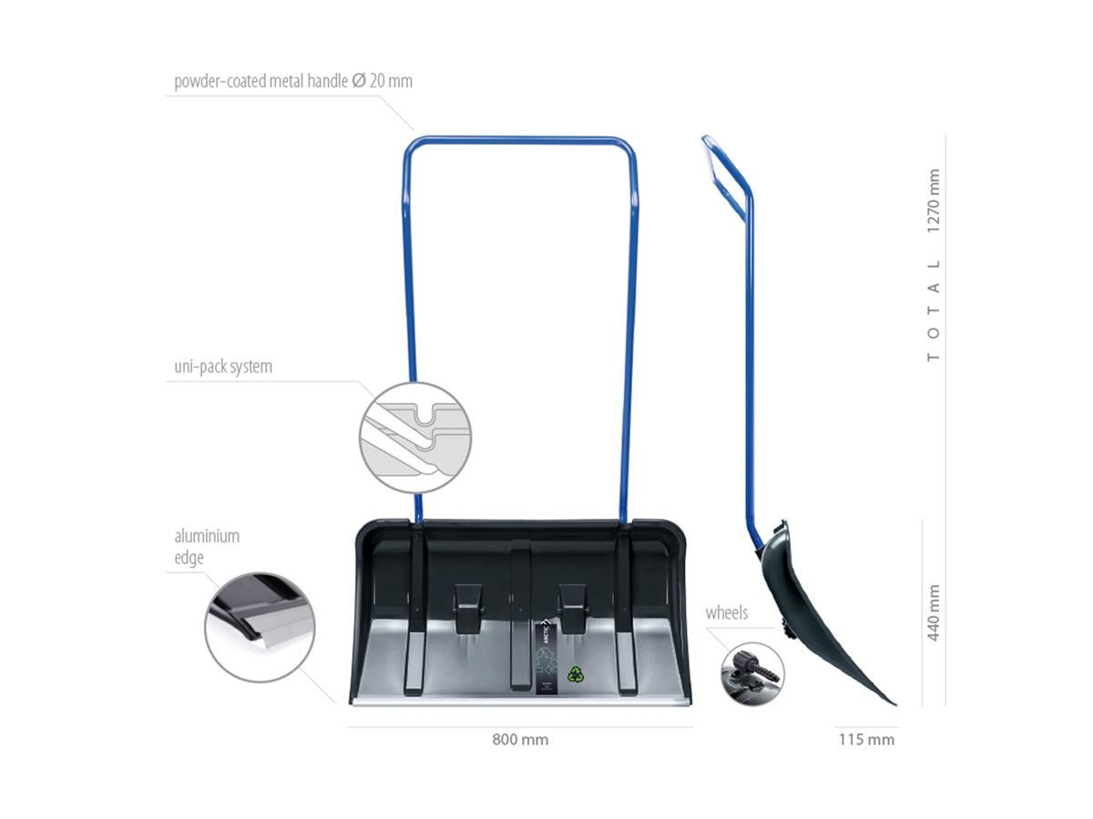 Prosperplast Schneeschieber Arctic Eco, 80 cm Arbeitsbreite, mit 127 cm langem Stiel, mit Aluminium Kante – Bild 5 von 5