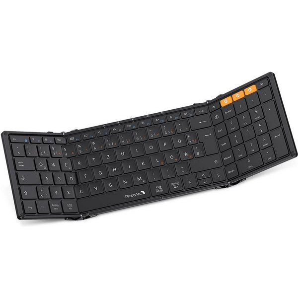 ProtoArc XK01 Faltbare Bluetooth Tastatur, QWERTZ, Ziffernblock Tastatur (Bluetooth Tastatur 3 Geräte)