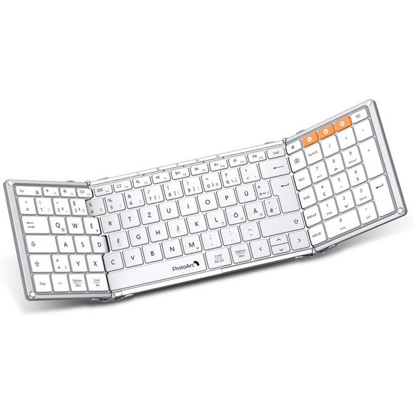 ProtoArc XK01 Faltbare Bluetooth Tastatur, QWERTZ, Ziffernblock Tastatur (Bluetooth Tastatur 3 Geräte)