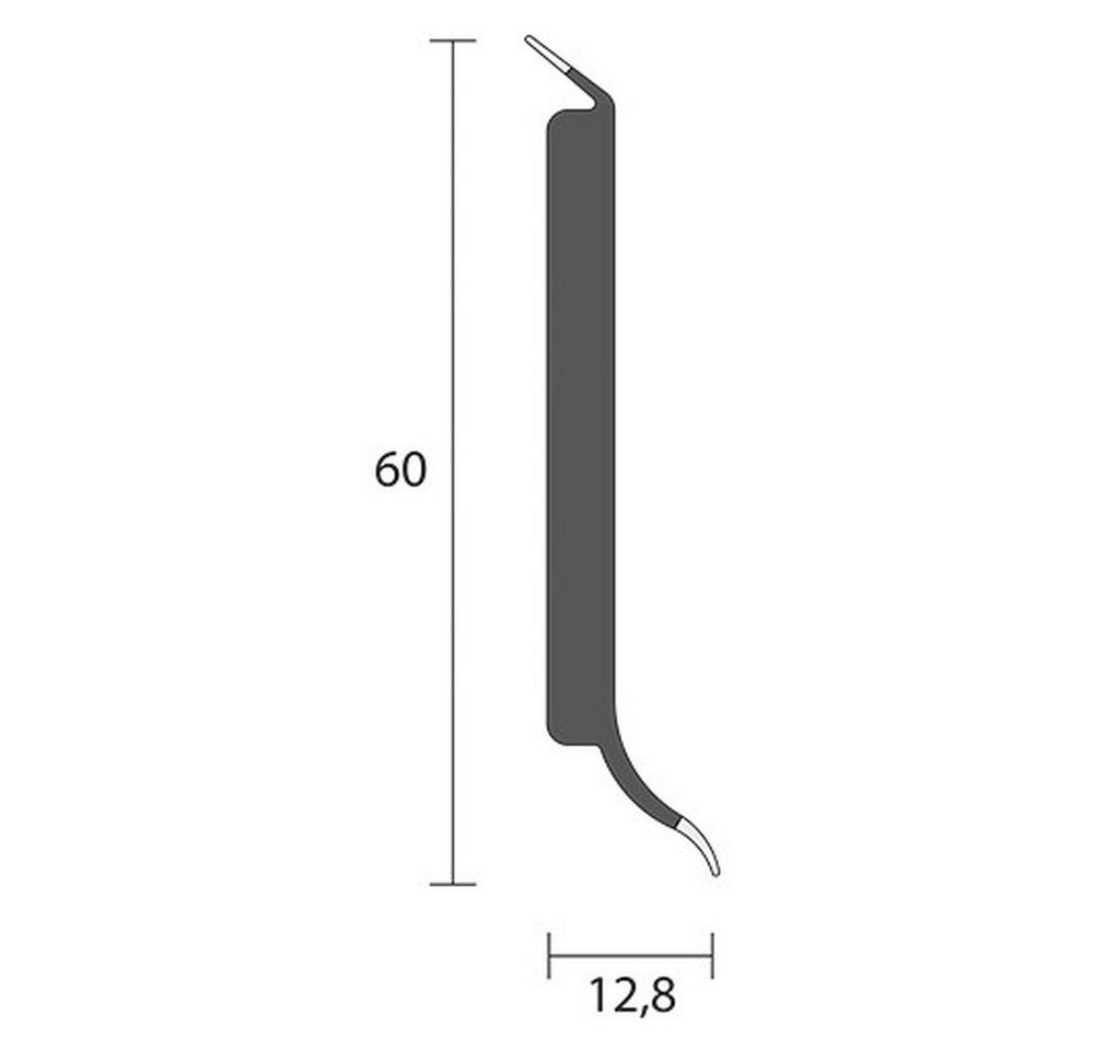 PROVISTON Sockelleiste Hartschaum PVC, 12.8 x 60 x 2500 mm, Weiß, Kunststoff Fußleiste – Bild 3 von 4