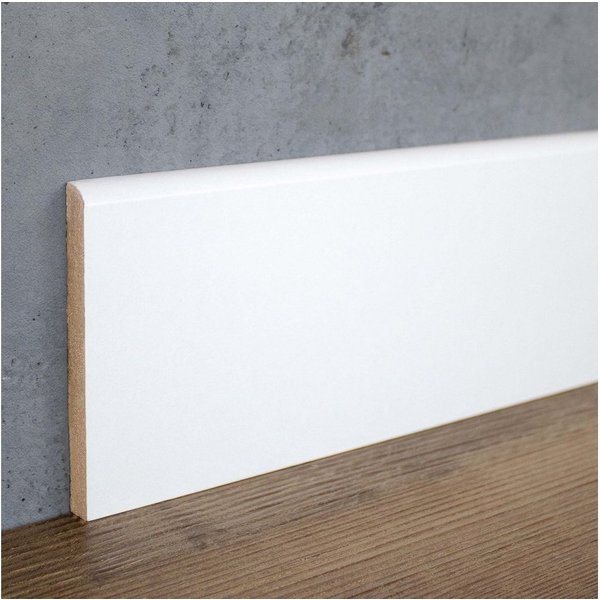 PROVISTON Sockelleiste MDF, 10 x 100 x 2000 mm, Weiß, Fußleiste, MDF foliert