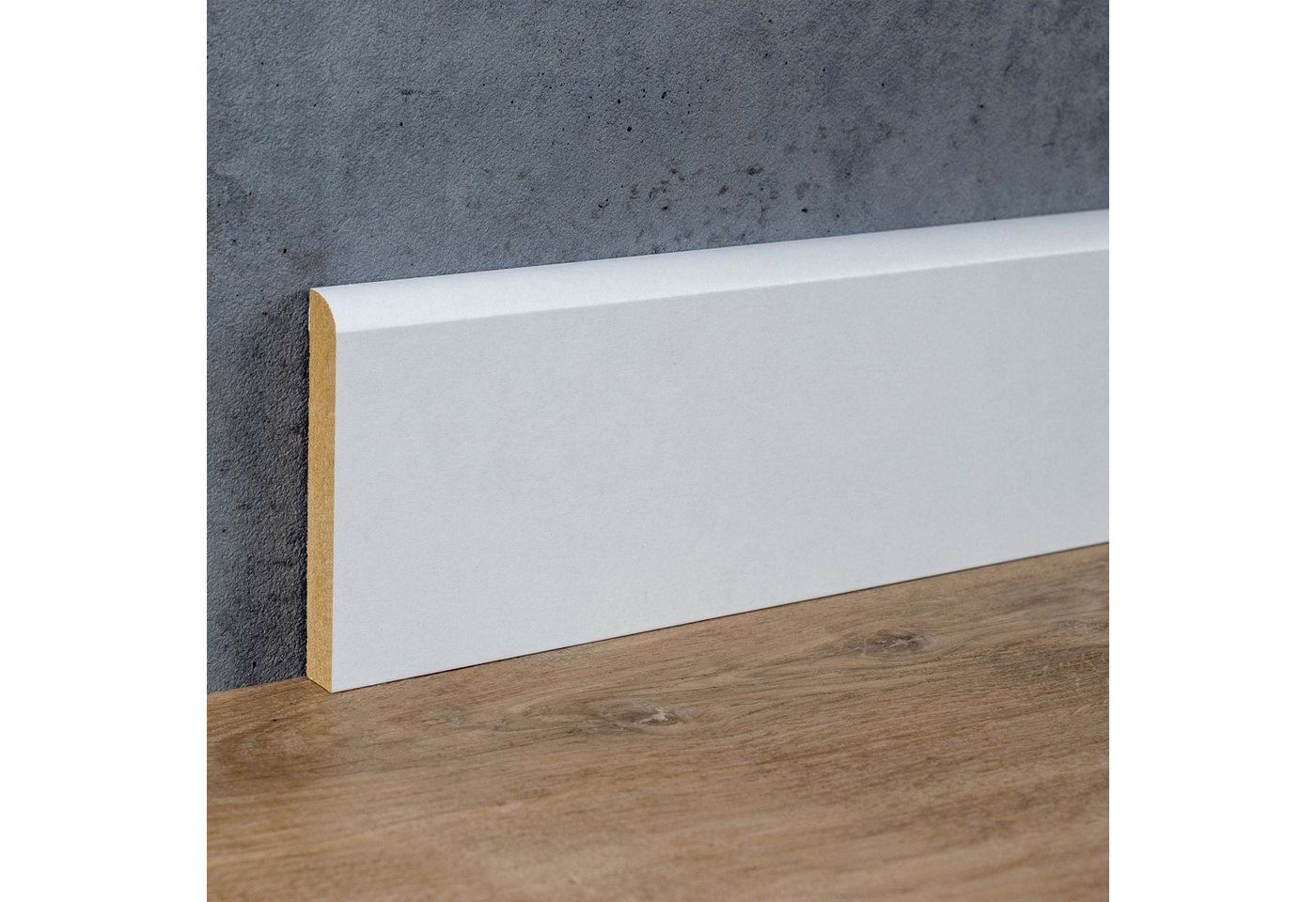 PROVISTON Sockelleiste MDF foliert, 10 x 70 x 2000, Weiß, Fußleiste Abgerundet, 10 Stück, Spar-Set, 10-St. – Bild 3 von 5