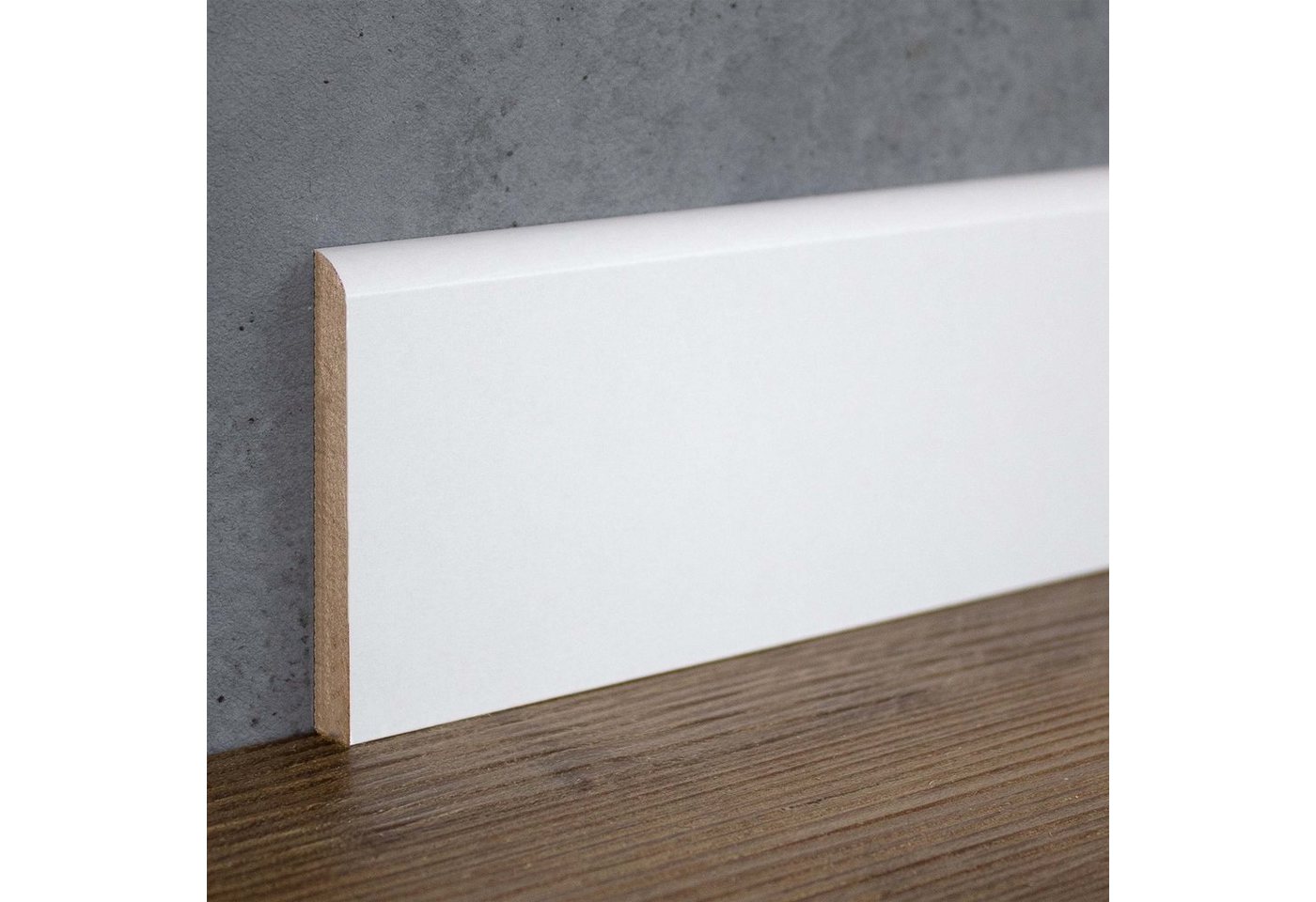 PROVISTON Sockelleiste MDF foliert, 10 x 70 x 2000, Weiß, Fußleiste Abgerundet, 10 Stück, Spar-Set, 10-St. – Bild 4 von 5