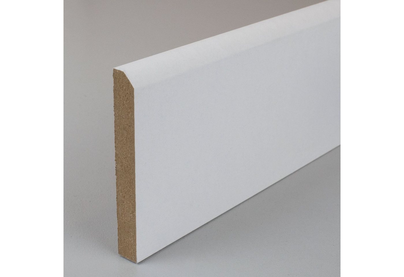 PROVISTON Sockelleiste MDF foliert, 10 x 70 x 2000, Weiß, Fußleiste Abgerundet, 10 Stück, Spar-Set, 10-St. – Bild 5 von 5