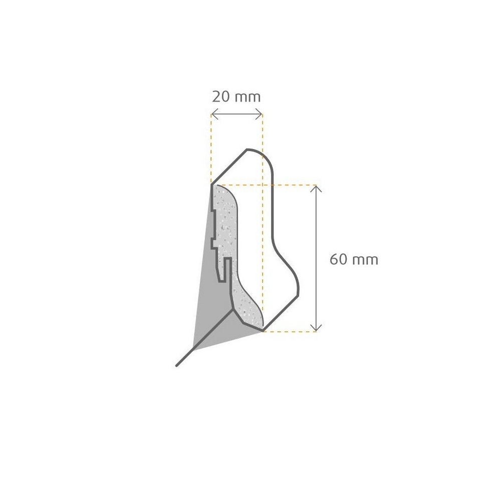 PROVISTON Sockelleiste MDF Foliert, 20 x 60 x 2500 mm, Weiß, Fußleiste, L: 250 cm – Bild 3 von 5