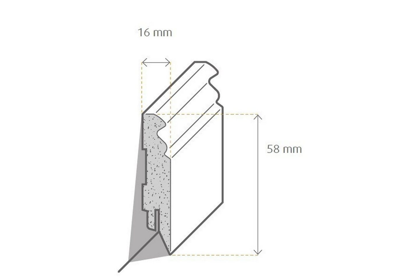 PROVISTON Sockelleiste MDF, 16 x 58 x 2500 mm, Weiß, Fußleiste Berliner Profil, MDF-Leiste, Berliner Profil – Bild 2 von 5