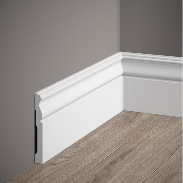 PROVISTON Sockelleiste Polystyrol, 15 x 120 x 2000 mm, Weiß, Kunststoff Fußleiste