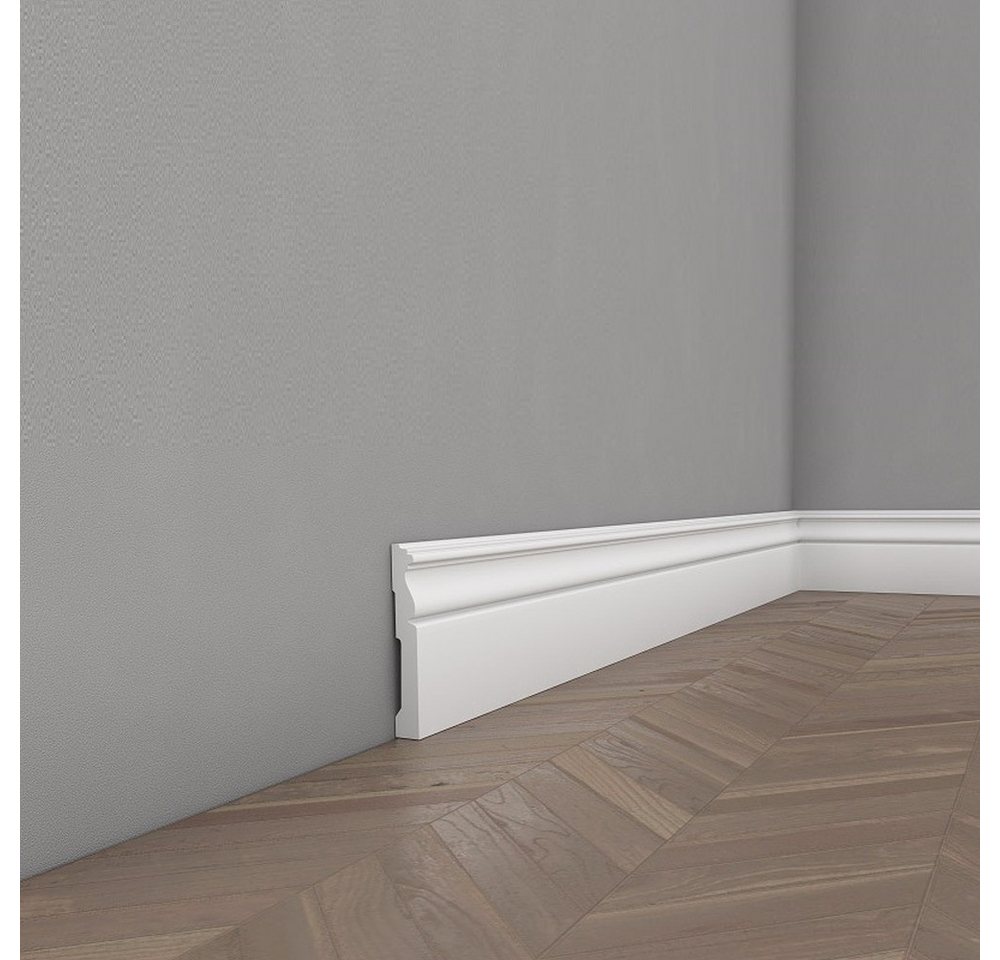 PROVISTON Sockelleiste Polystyrol, 15 x 120 x 2000 mm, Weiß, Kunststoff Fußleiste – Bild 4 von 5