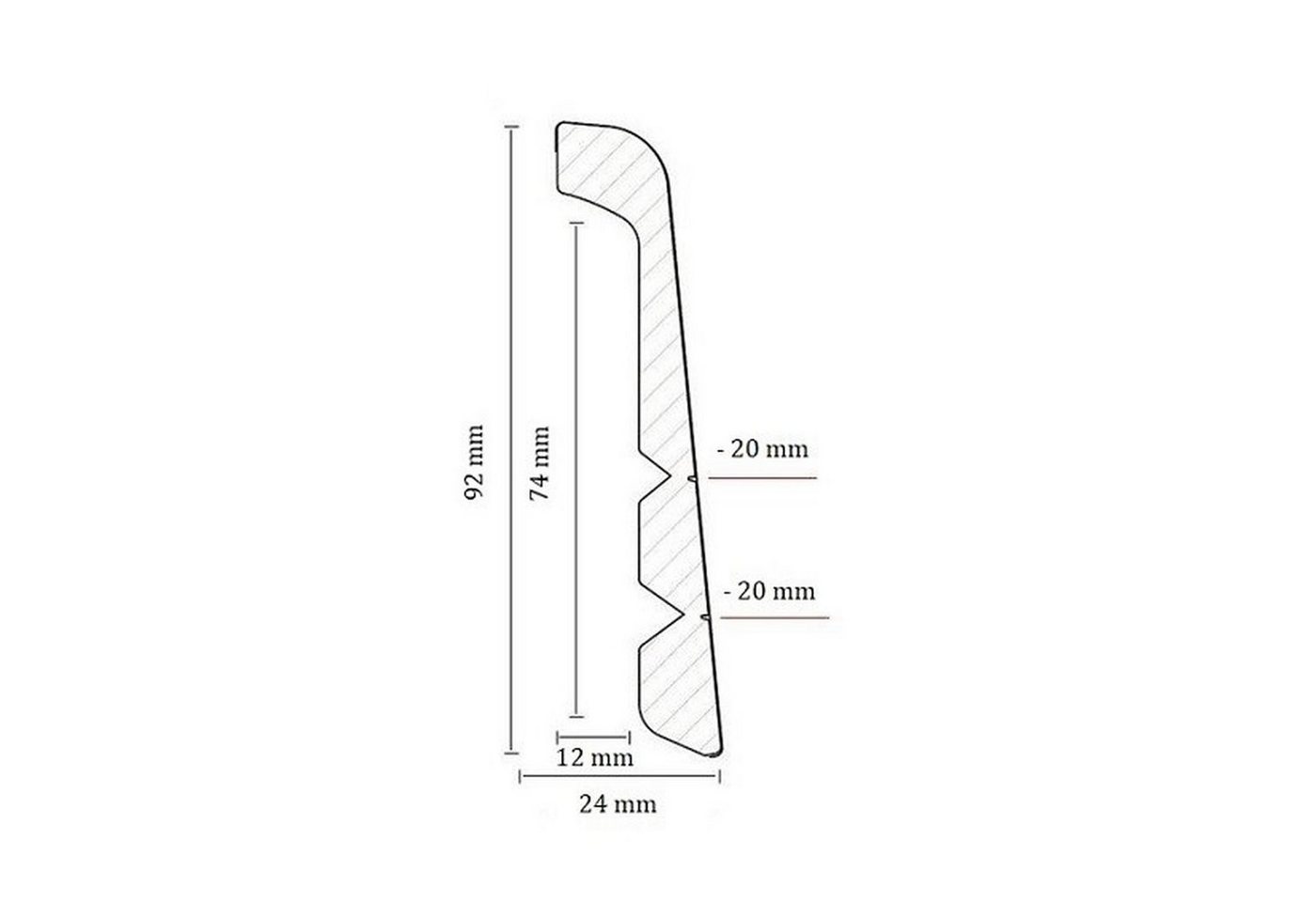 PROVISTON Sockelleiste Renovierungsleiste, MDF, 24 x 92 x 2400 mm, Weiß, Flieseleiste – Bild 2 von 5