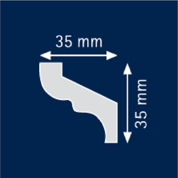 PROVISTON Stuckleiste Polystyrol, 35 x 35 x 2000 mm, Weiß, Deckenleiste, Kleben, 1-St.
