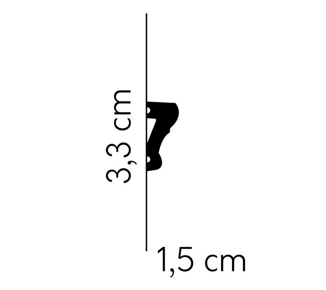 PROVISTON Zierleiste Polystyrol, 15 x 33 x 2000 mm, Weiß, Wandleiste, Kleben, Polystyrol, 1-St. – Bild 2 von 3