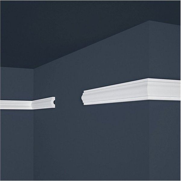 PROVISTON Zierleiste Polystyrol, 18 x 38 x 2000 mm, Weiß, Wandleiste, Kleben, Polystyrol, 1-St.