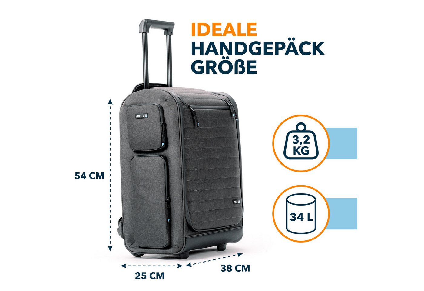 Pull Up Case GmbH Handgepäckkoffer Handgepäckkoffer Pull Up Backpack – Bild 3 von 5