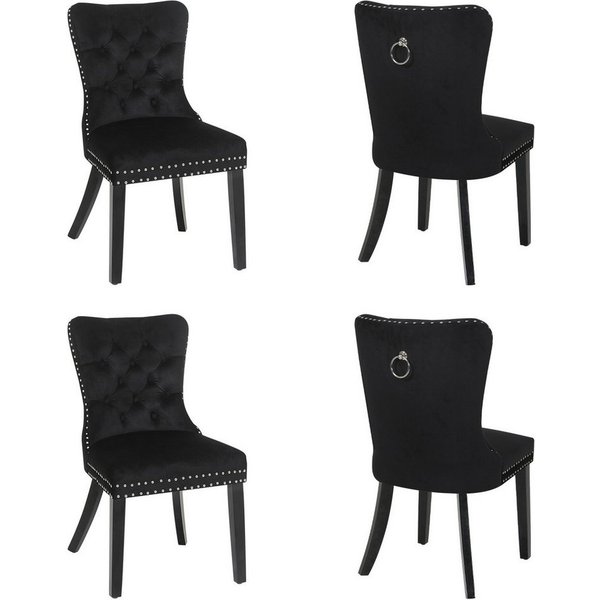 Puluomis Esszimmerstuhl (2/4/6/8 Set Grau/ Schwarz/Beige, 4 St), Samt Stuhl mit hoher Rückenlehne, Küchenstuhl mit Eichenbeinen
