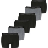 PUMA Herren Boxershorts, 6er Pack - Boxer 6P, Cotton Stretch, Logo, einfarbig, Größe L in Schwarz