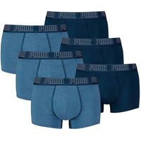 PUMA Herren Boxershorts, 6er Pack - Everyday Trunks 6P, Cotton Stretch, einfarbig, Größe XL in Blau