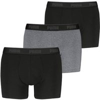 PUMA Herren Boxershorts, 3er Pack - Boxer 3P, Cotton Stretch, Logo, einfarbig, Größe XL in Schwarz
