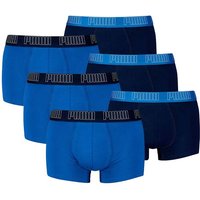 PUMA Herren Boxershorts, 6er Pack - Everyday Trunks 6P, Cotton Stretch, einfarbig, Größe XL in Blau