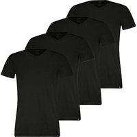 PUMA Herren T-Shirts, 4er Pack - V-Neck Tee 4P, V-Ausschnitt, Regular Fit, Baumwolle, einfarbig, Größe M in Schwarz