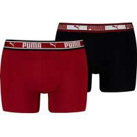PUMA Herren Unterhose DUAL LOGO BOXER 2P, Größe S in Rot