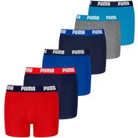 PUMA Jungen Boxer Shorts, 6er Pack - Everyday Basic Boxers ECOM 6P, Cotton Stretch, Größe 146-152 in Rot
