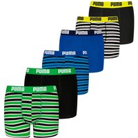 PUMA Jungen Boxer Shorts, 6er Pack - Everyday Striped Boxers ECOM 6P, Cotton Stretch, Streifen, Größe 134-140 in Schwarz