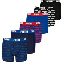 PUMA Jungen Boxer Shorts, 6er Pack - Everyday Logo Print Boxers ECOM 6P, Cotton Stretch, Größe 122-128 in Schwarz
