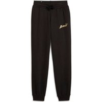 PUMA Kinder Hose ESS+ SCRIPT Metallic Pants FL G, Größe 128 in Schwarz