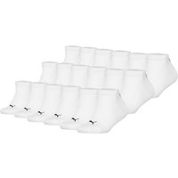 PUMA Kinder Sneakersocken 18er Pack - Plain Sneaker ECOM 18P, Logo, einfarbig, Größe 35-38 in Weiß