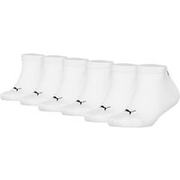 PUMA Kinder Sneakersocken 6er Pack - Plain Sneaker ECOM 6P, Logo, einfarbig, Größe 35-38 in Weiß