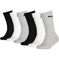 PUMA Kinder Socken, 6er Pack - Sport Junior ECOM, Rippbündchen, Logo, Größe 35-38 in Schwarz