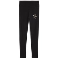 PUMA Kinder Tight ESS SCRIPT High-Waist Leggings G, Größe 164 in Schwarz