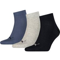 PUMA Plain Quarter-Socken 3er-Pack, Größe 39-42 in Blau