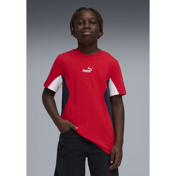 PUMA T-Shirt ESS BLOCK TEE B Kurzarm, Rundhalsausschnitt, ohne Kapuze