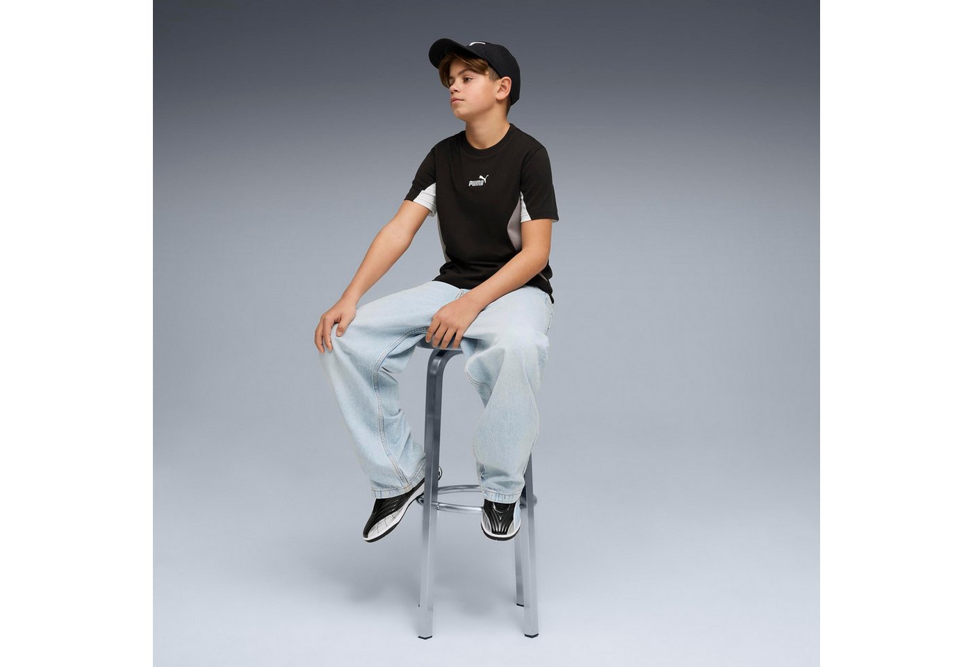 PUMA T-Shirt ESS BLOCK TEE B Kurzarm, Rundhalsausschnitt, ohne Kapuze – Bild 4 von 5
