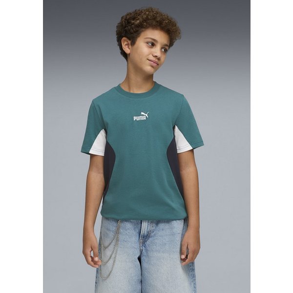 PUMA T-Shirt ESS BLOCK TEE B Kurzarm, Rundhalsausschnitt, ohne Kapuze