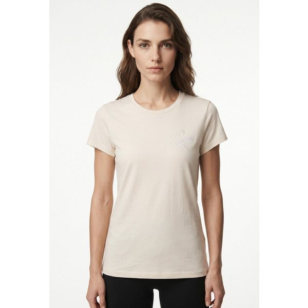 PUMA T-Shirt ESS SCRIPT TEE Regular Fit, sportlicher Stil, mit Grafikstickerei und Print