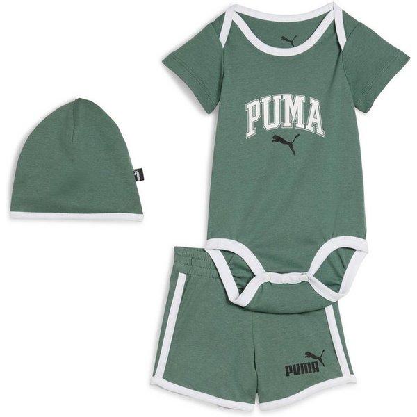 PUMA Trainingsanzug MINICATS CLASS BORN 3-PIECE SET INF (2-tlg), 3-teiliges Set mit Body, Shorts und Accessoire, sportlicher Stil