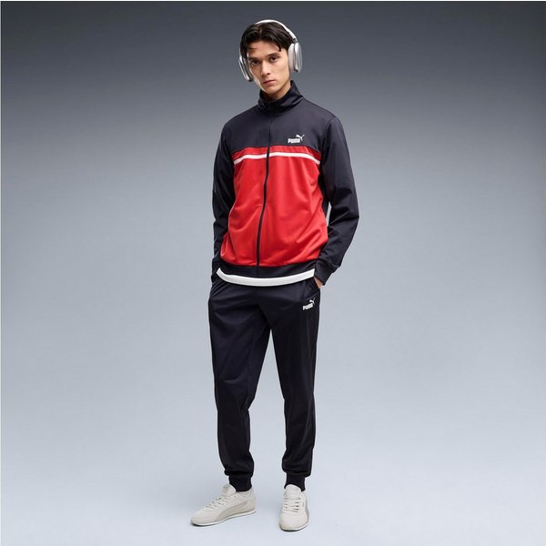 PUMA Trainingsanzug POLY COLORBLOCK SUIT (2-tlg), zweiteiliges Set, mit Reißverschluss am Oberteil, aus Polyester