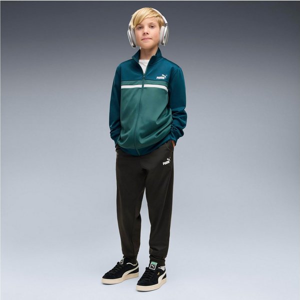 PUMA Trainingsanzug POLY COLORBLOCK SUIT B (2-tlg), zweiteiliges Set, mit Reißverschluss am Oberteil, aus Polyester