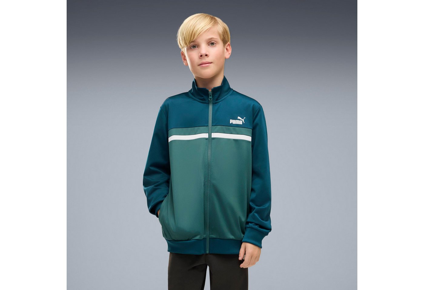 PUMA Trainingsanzug POLY COLORBLOCK SUIT B (2-tlg), zweiteiliges Set, mit Reißverschluss am Oberteil, aus Polyester – Bild 3 von 5