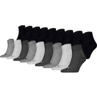 PUMA Unisex Quarter Socken, 18er Pack - Quarter Plain ECOM 18P, Logo, einfarbig, Größe 47-49 in Schwarz