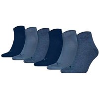 PUMA Unisex Quarter Socken, 6er Pack - Quarter Plain ECOM 6P, Logo, uni, Größe 39-42 in Blau