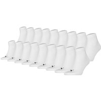 PUMA Unisex Quarter Socken, 18er Pack - Quarter Plain ECOM 18P, Logo, einfarbig, Größe 43-46 in Weiß