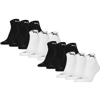 PUMA Unisex Quartersocken, 12er Pack - Cushioned Quarter 12P, Logo, einfarbig, Größe 39-42 in Schwarz