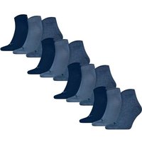 PUMA Unisex Quartersocken, 12er Pack - Quarter Plain 12P, Logo, einfarbig, Größe 39-42 in Blau
