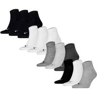 PUMA Unisex Quartersocken, 12er Pack - Quarter Plain 12P, Logo, einfarbig, Größe 39-42 in Bunt