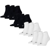PUMA Unisex Quartersocken, 12er Pack - Quarter Plain 12P, Logo, einfarbig, Größe 43-46 in Schwarz