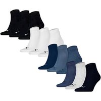 PUMA Unisex Quartersocken, 12er Pack - Quarter Plain 12P, Logo, einfarbig, Größe 39-42 in Bunt